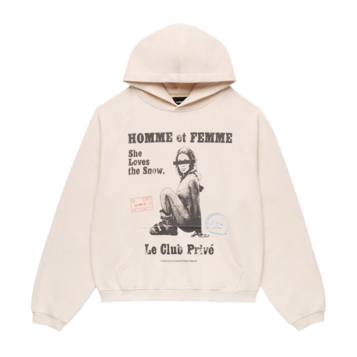 Homme Femme Snow Bunny Hoodie Cream