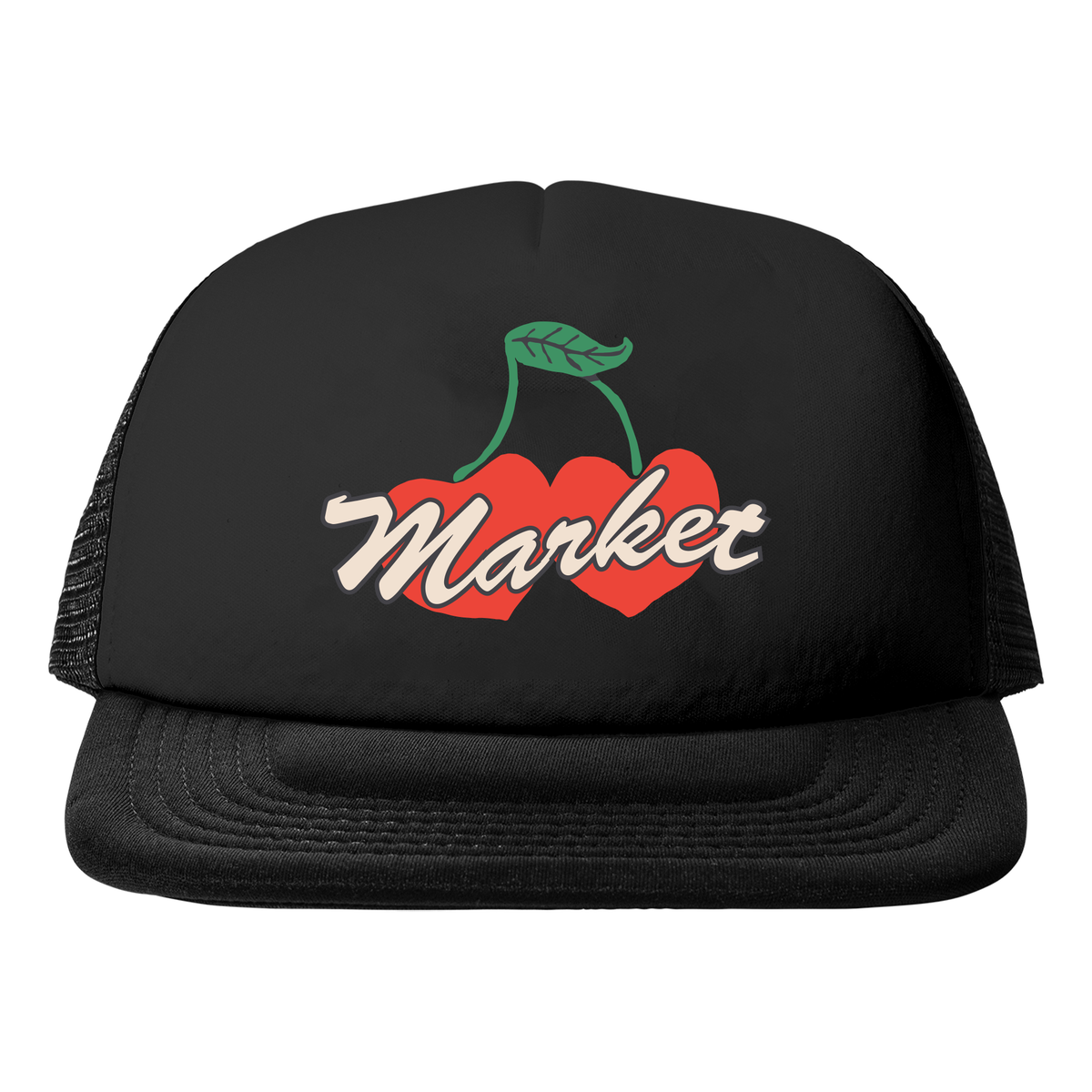 MARKET Double Cherries Trucker Hat Pirate Black