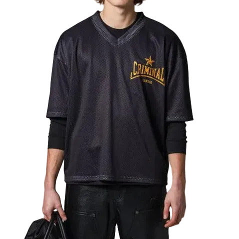 CRIMINAL DAMAGE BLAKE MESH TOP BLACK