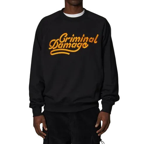 CRIMINAL DAMAGE PULLMAN SWEATSHIRT BLACK/MUSTARD