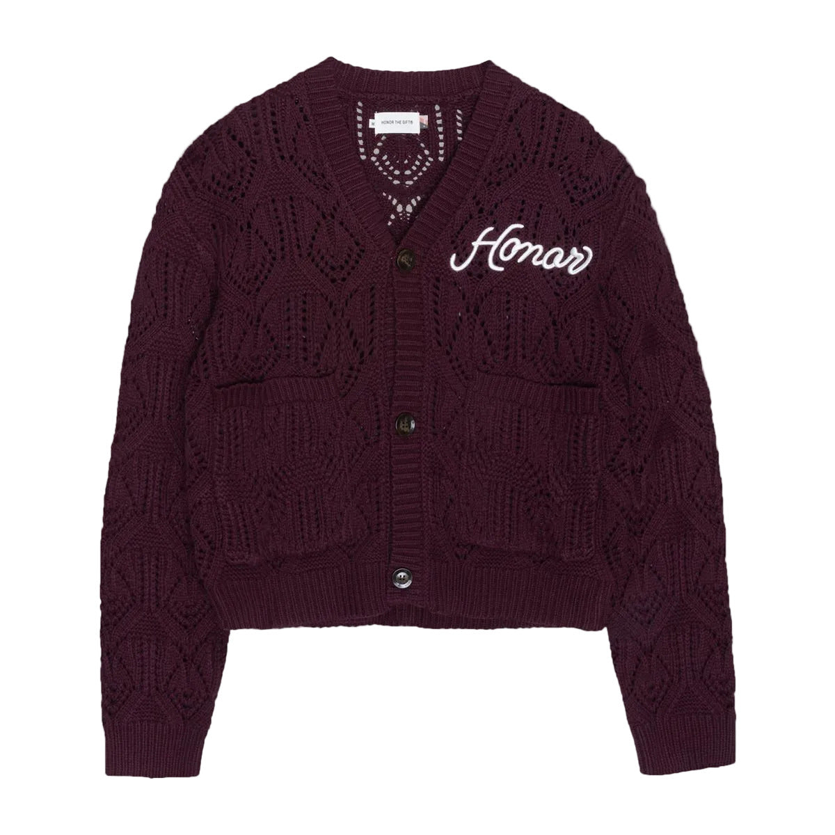 HONOR THE GIFT D-HOLIDAY CABLE CARDIGAN Berry