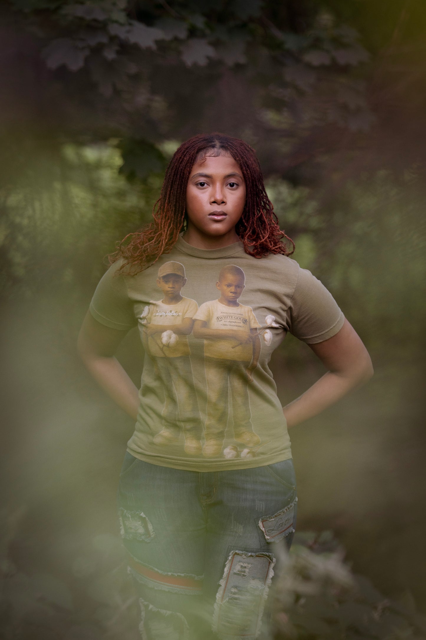 Jones White Gold Twins Olive Tee