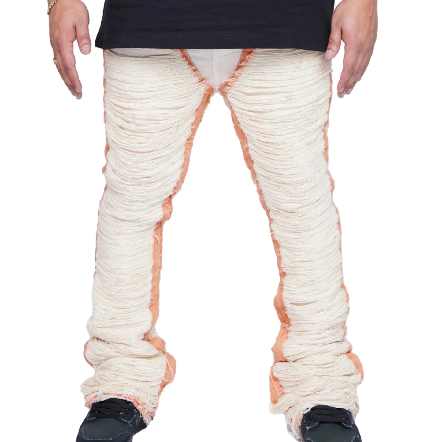 Valabasas "RAVAGED" OFF-WHITE STACKED FLARE JEAN