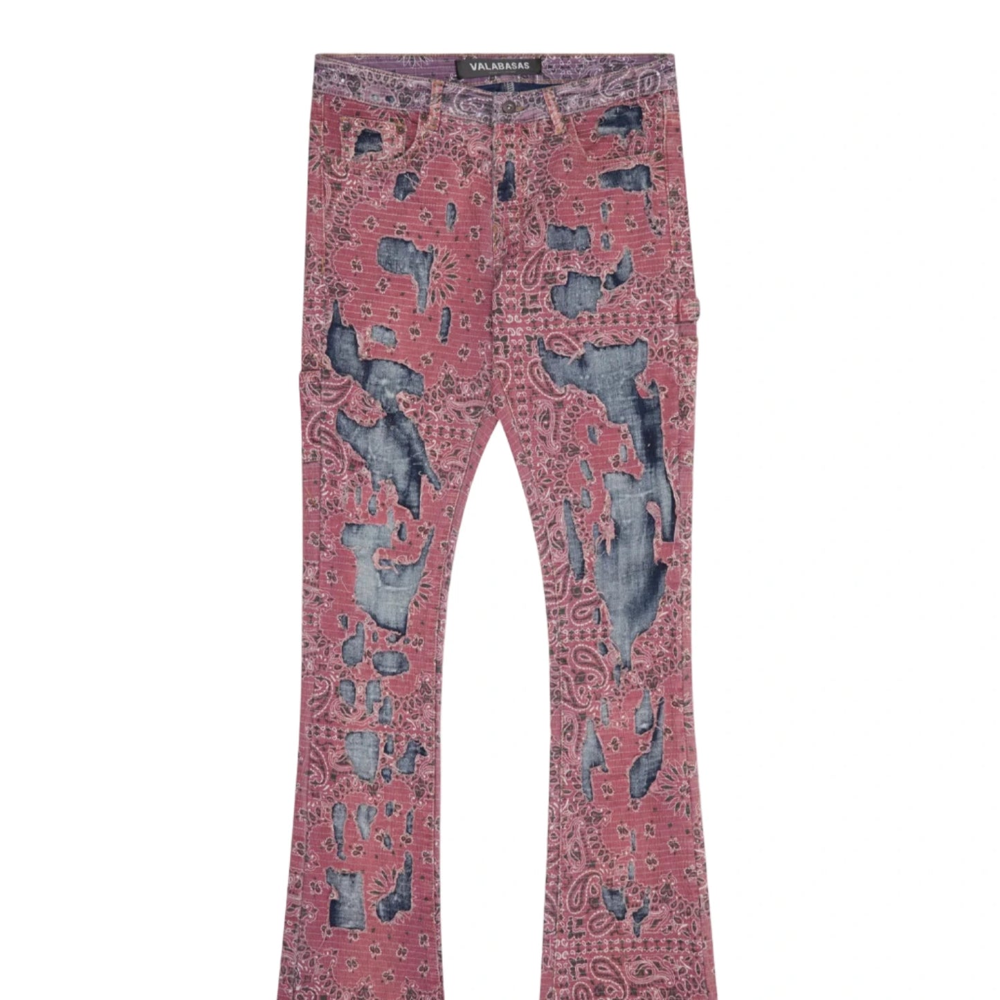 Valabasas "BANDIT" FUCHSIA AZURE STACKED FLARE JEAN