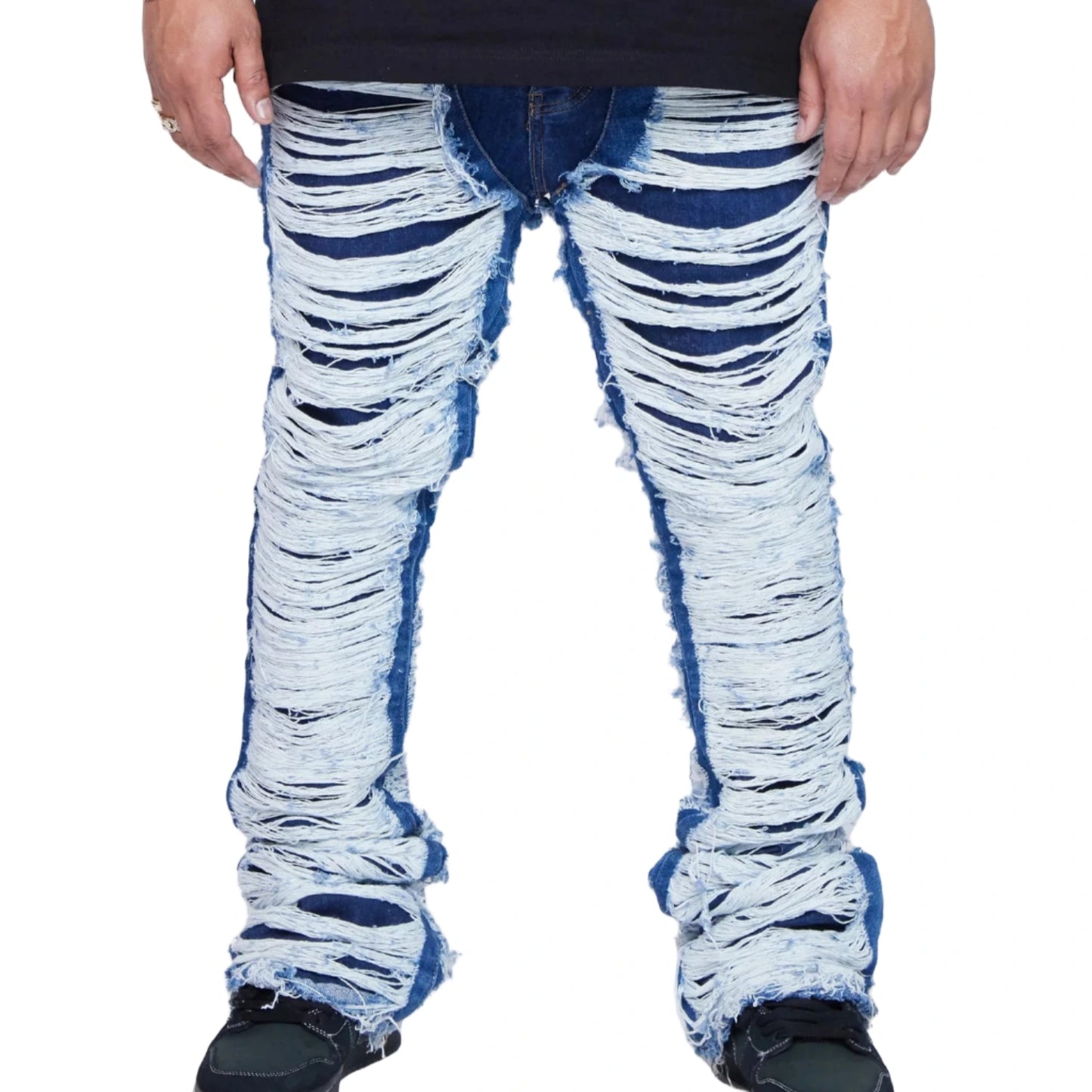 Valabasas "RAVAGED" INDIGO STACKED FLARE JEAN