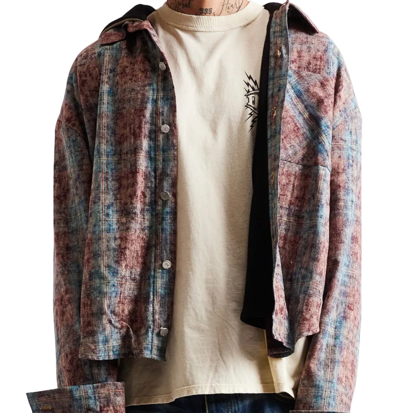 DIET STARTS MONDAY Eagle Hooded Flannel Acid Wash