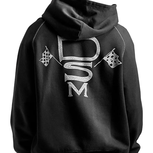 DIET STARTS MONDAY Contrast Stitch Hoodie Vintage Black