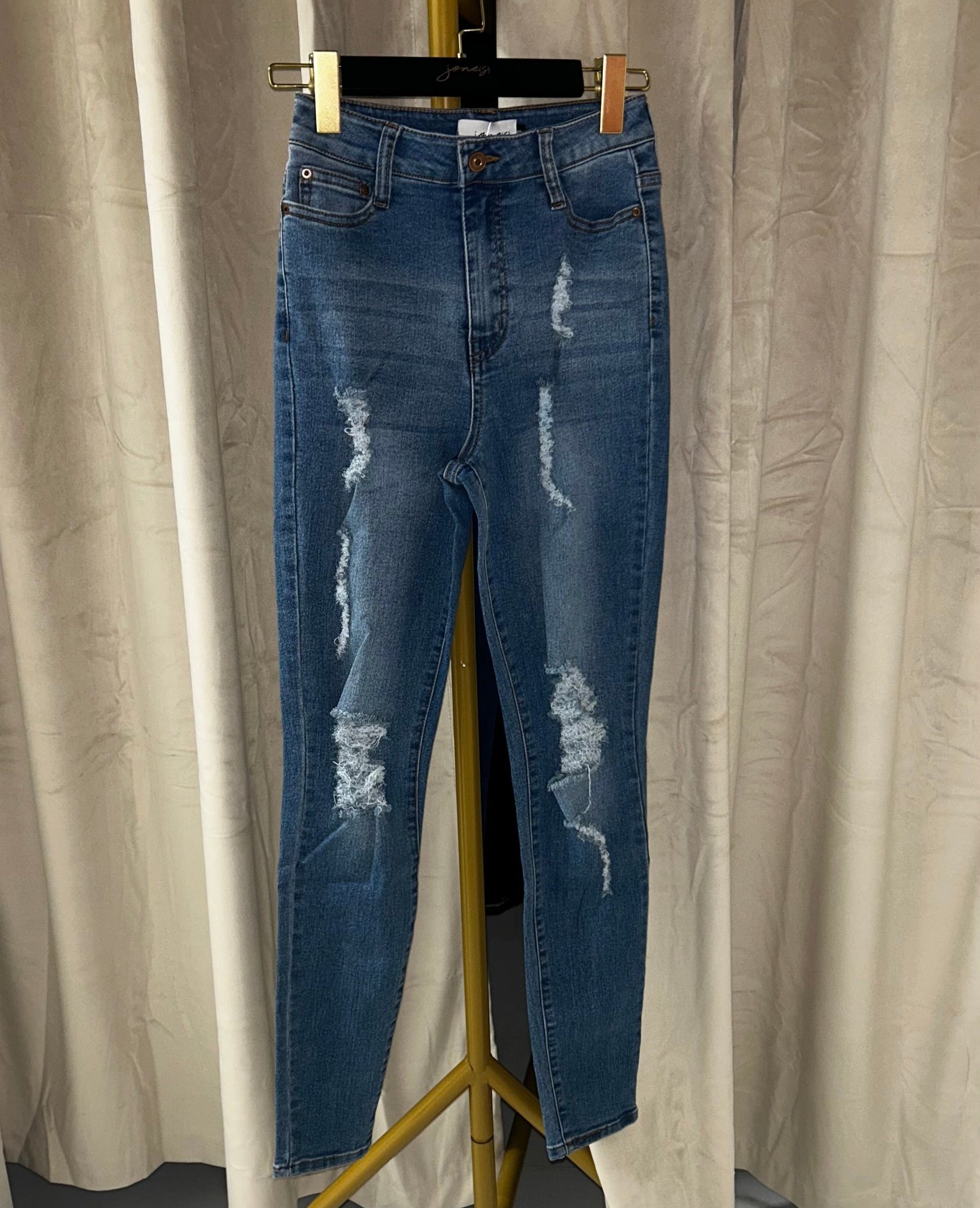 jone(s) Women's Rip & Tear Skinny Medium Blue