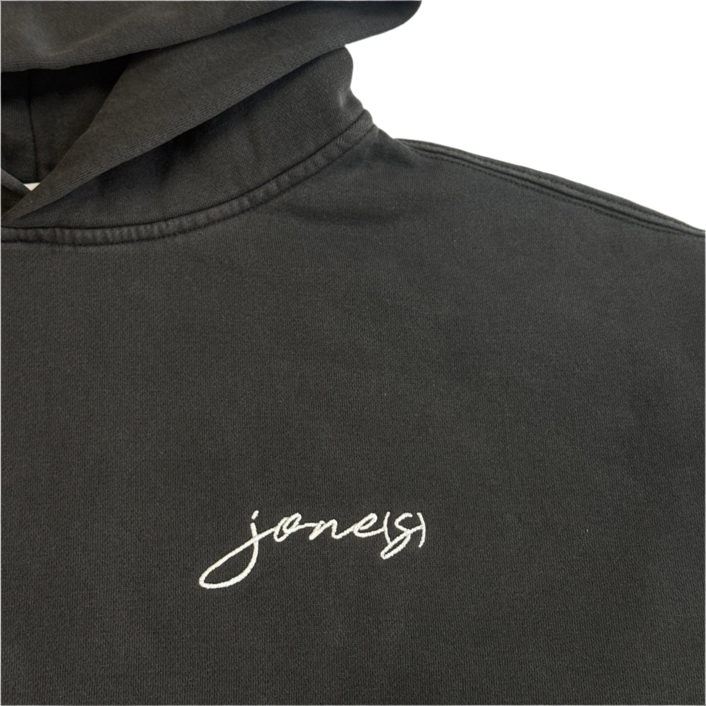 jone(s) Faded Boxy Logo Fleece Hoody Black
