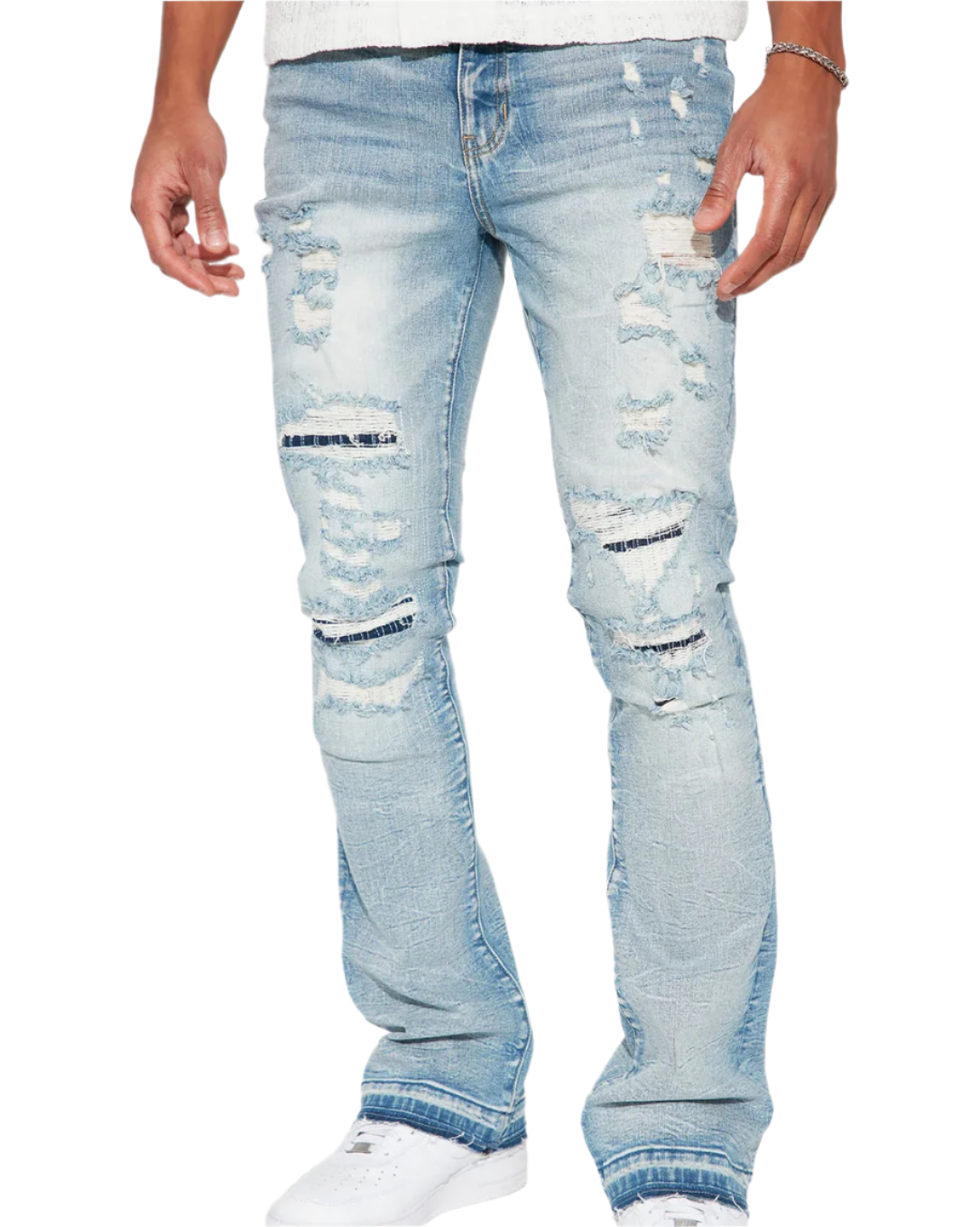 jone(s) Power Slim Stacked Flare Jeans - Medium Wash