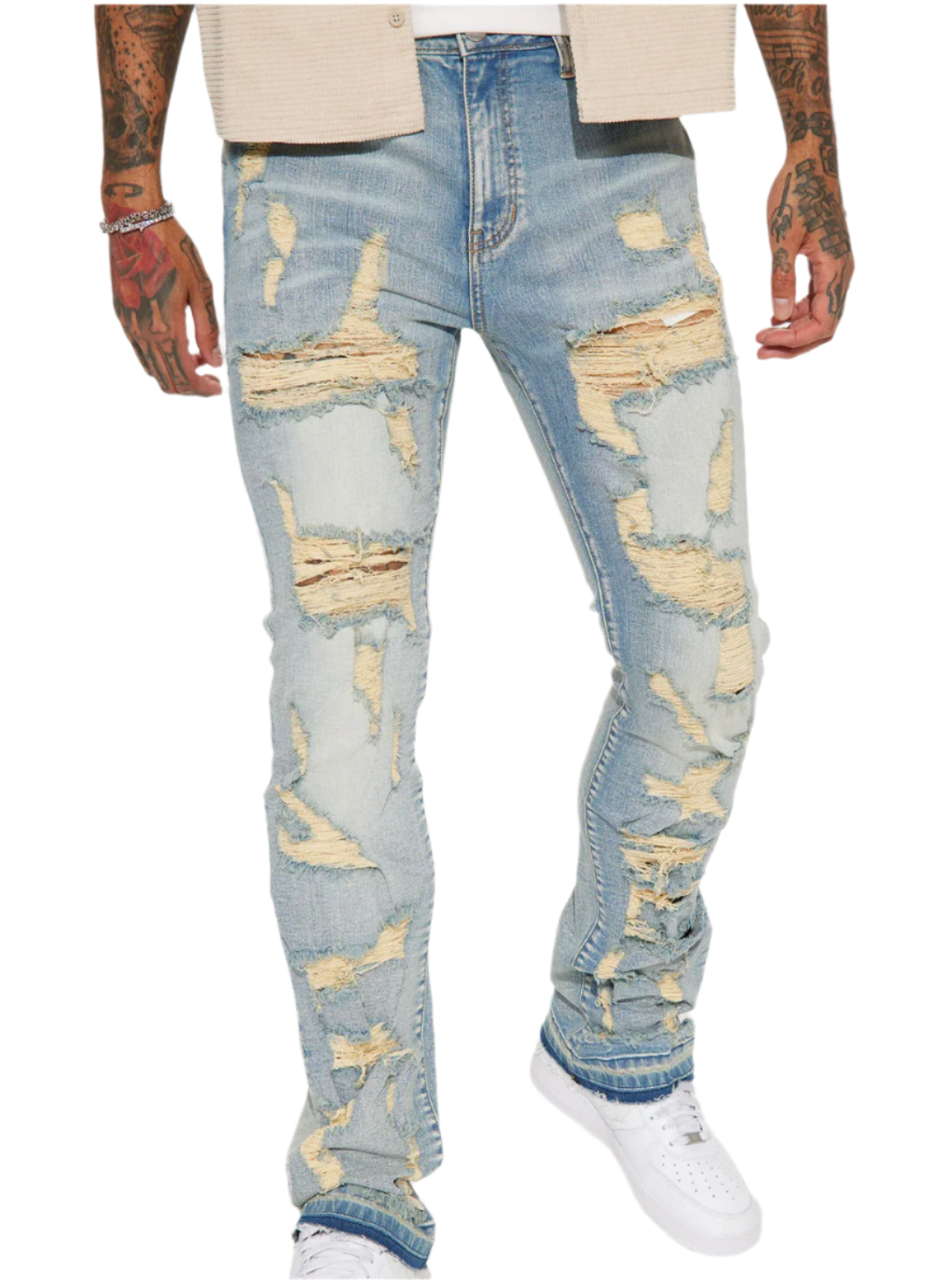 jone(s) Heartbreaker Stacked Skinny Flare Jeans - Light Blue Wash