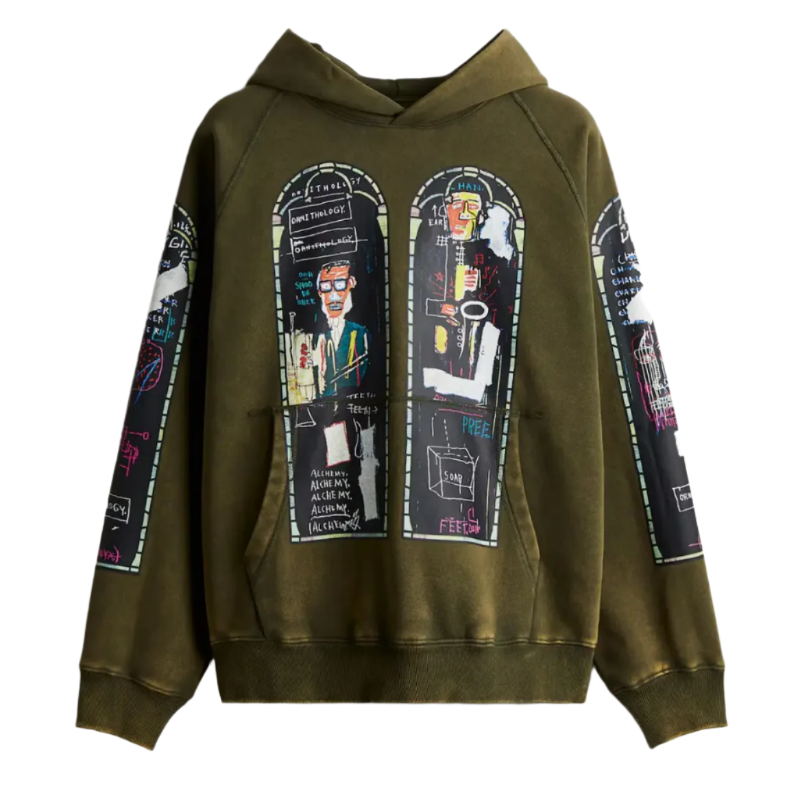 Who Decides War X Basquiat X H M Relaxed Fit Cotton Hoodie Green Large jone s
