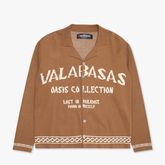 Valabasas "Lost In" Brown Stacked Pants & Button Down Set
