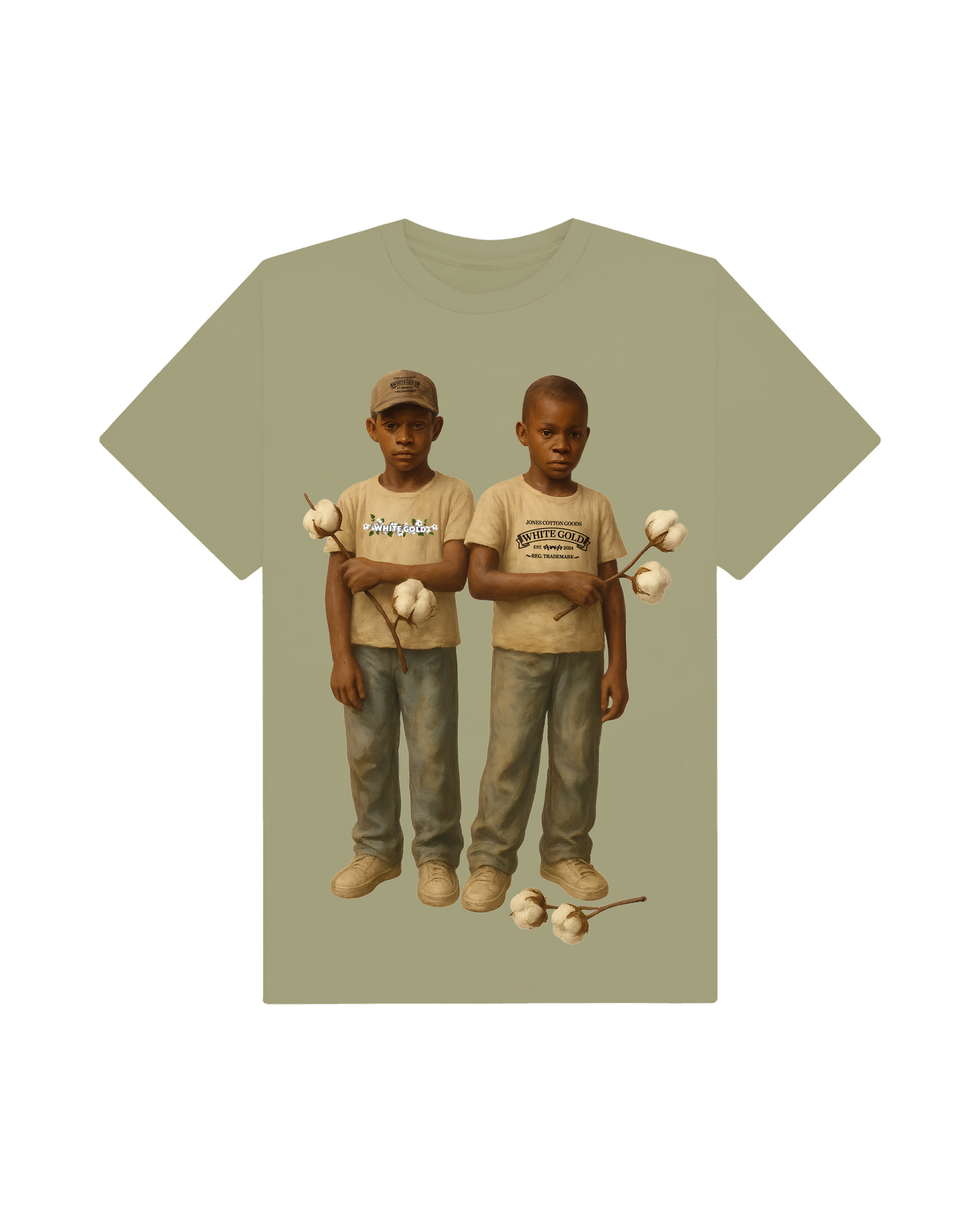 Jones White Gold Twins Olive Tee