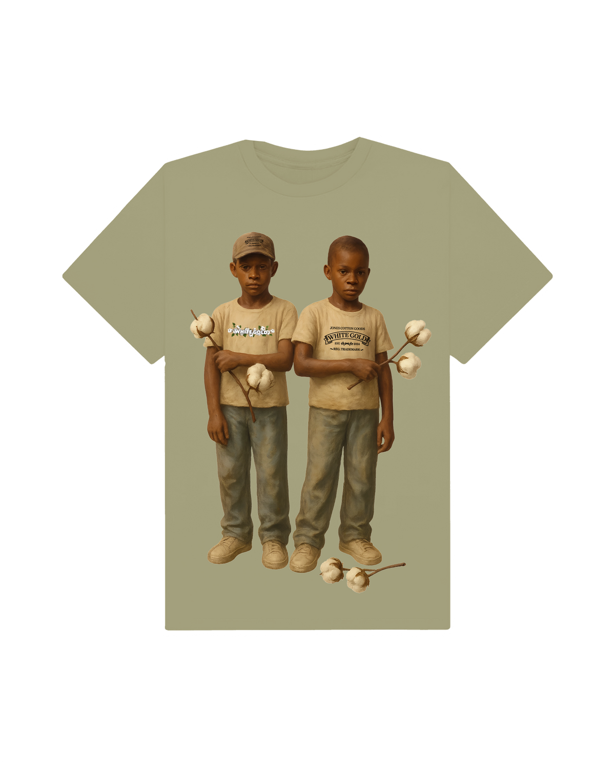 Jones White Gold Twins Olive Tee