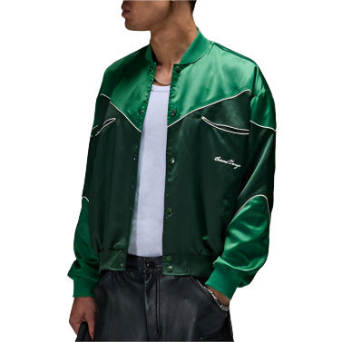 CRIMINAL DAMAGE WESTERN SATIN BOMBER Emerald