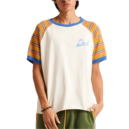 Diet Starts Monday Crochet Raglan Tee-Cream/Yellow