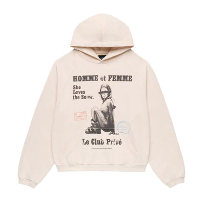 Homme Femme Snow Bunny Hoodie Cream
