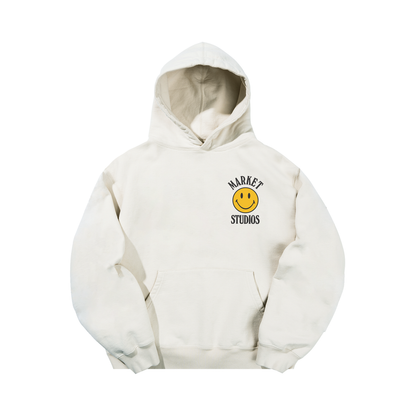 MARKET Smiley Upside Down lockup Hoodie Unbleached Cotton