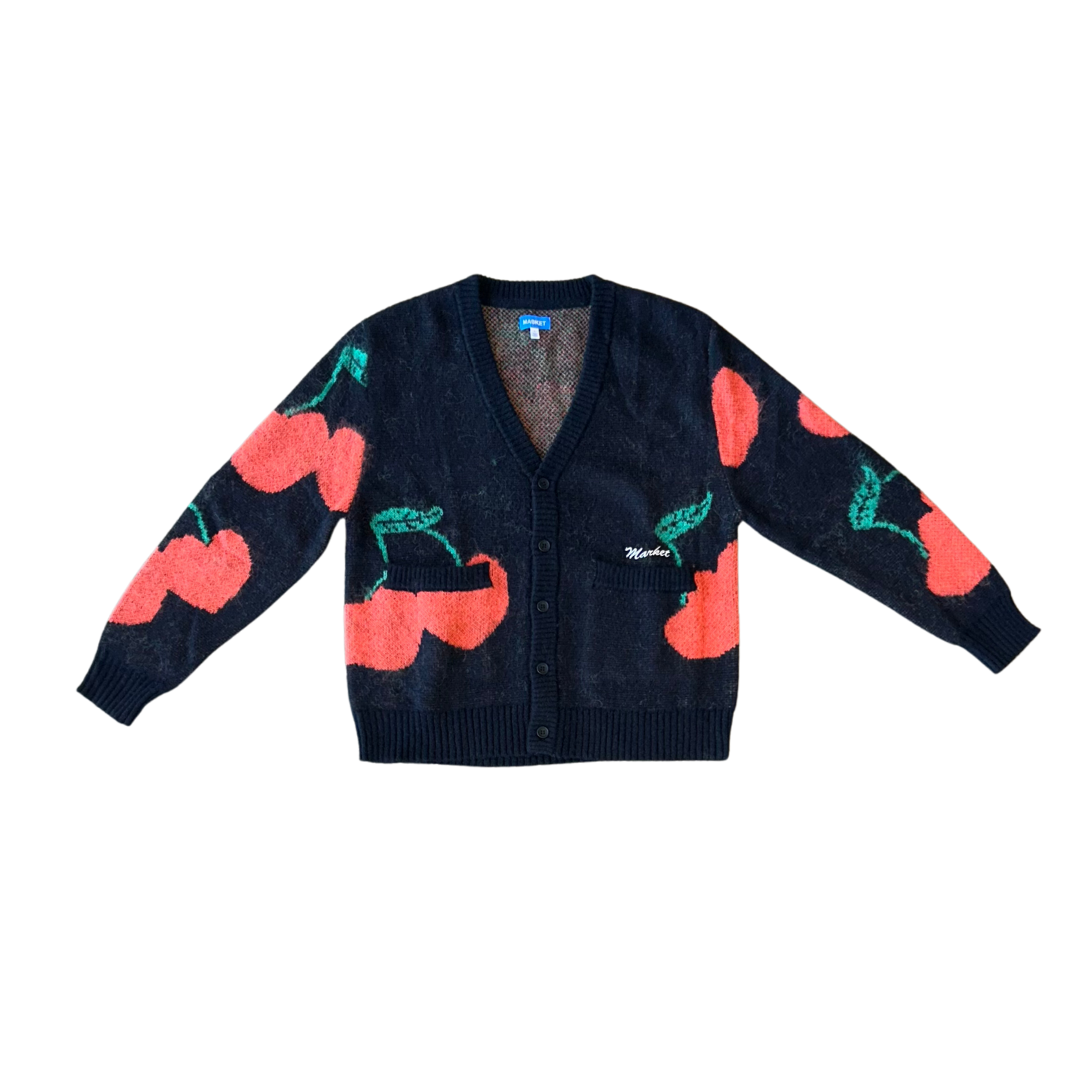 MARKET Double Cherries Cardigan - Pirate Black