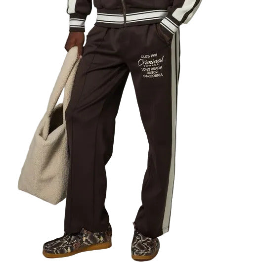 CRIMINAL DAMAGE PIN TUCK JOGGERS CHOCOLATE OFF WHITE