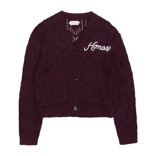 HONOR THE GIFT D-HOLIDAY CABLE CARDIGAN Berry
