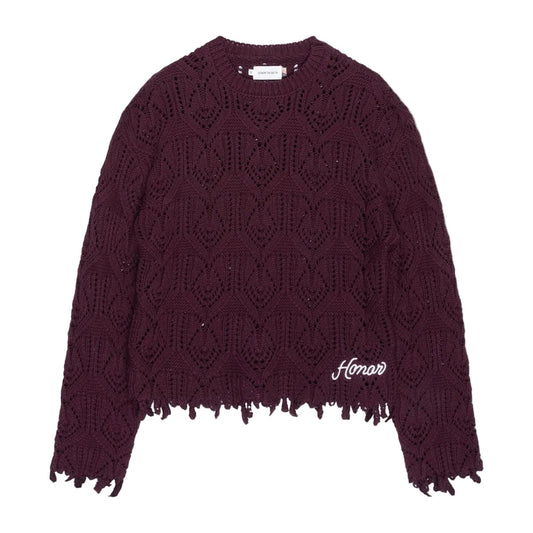 HONOR THE GIFT D-HOLIDAY CABLE SWEATER BERRY