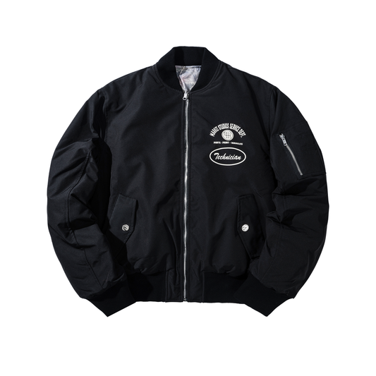 MARKET Handyman Reversible Bomber Jacket - Pirate Black / Wood Camo