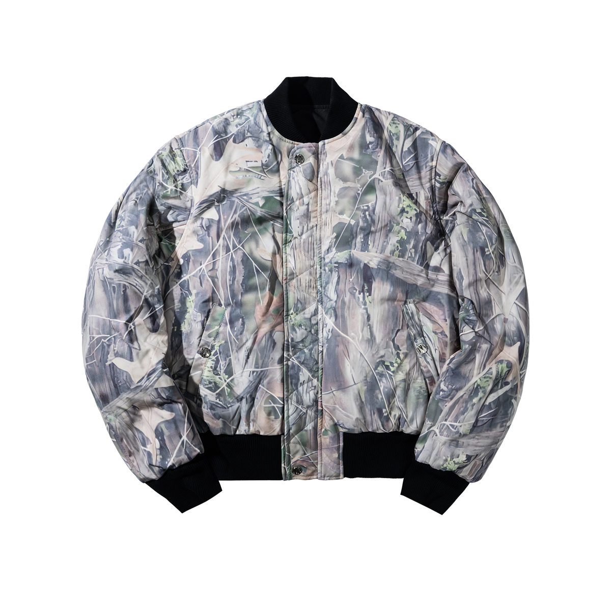 MARKET Handyman Reversible Bomber Jacket - Pirate Black / Wood Camo
