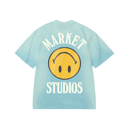 MARKET Smiley Upside Down Lockup T-Shirt Retro Blue