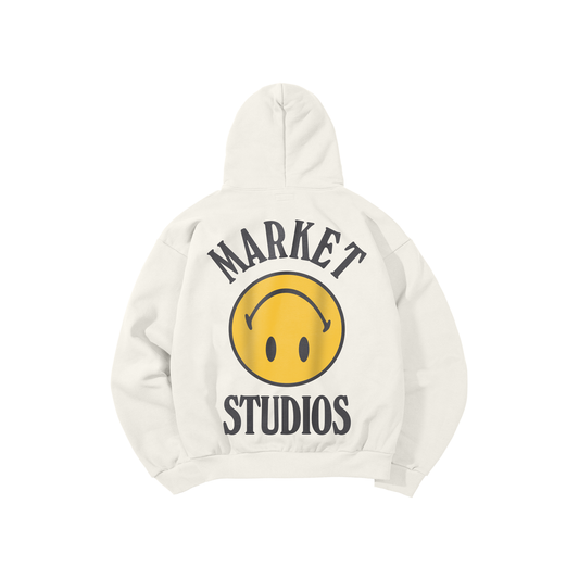 MARKET Smiley Upside Down lockup Hoodie Unbleached Cotton