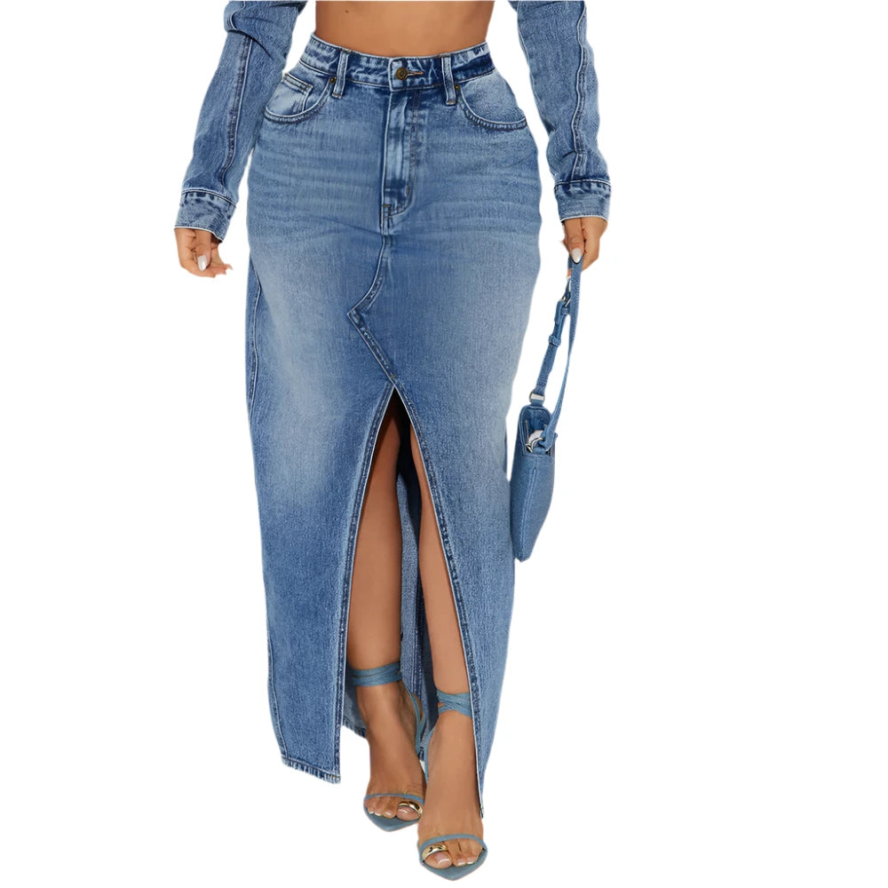 jone(s) Denim Maxi Skirt Medium Blue