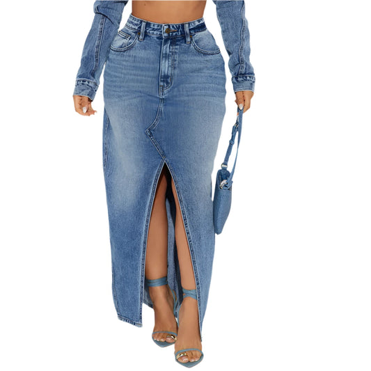 jone(s) Women Denim Maxi Skirt Medium Blue