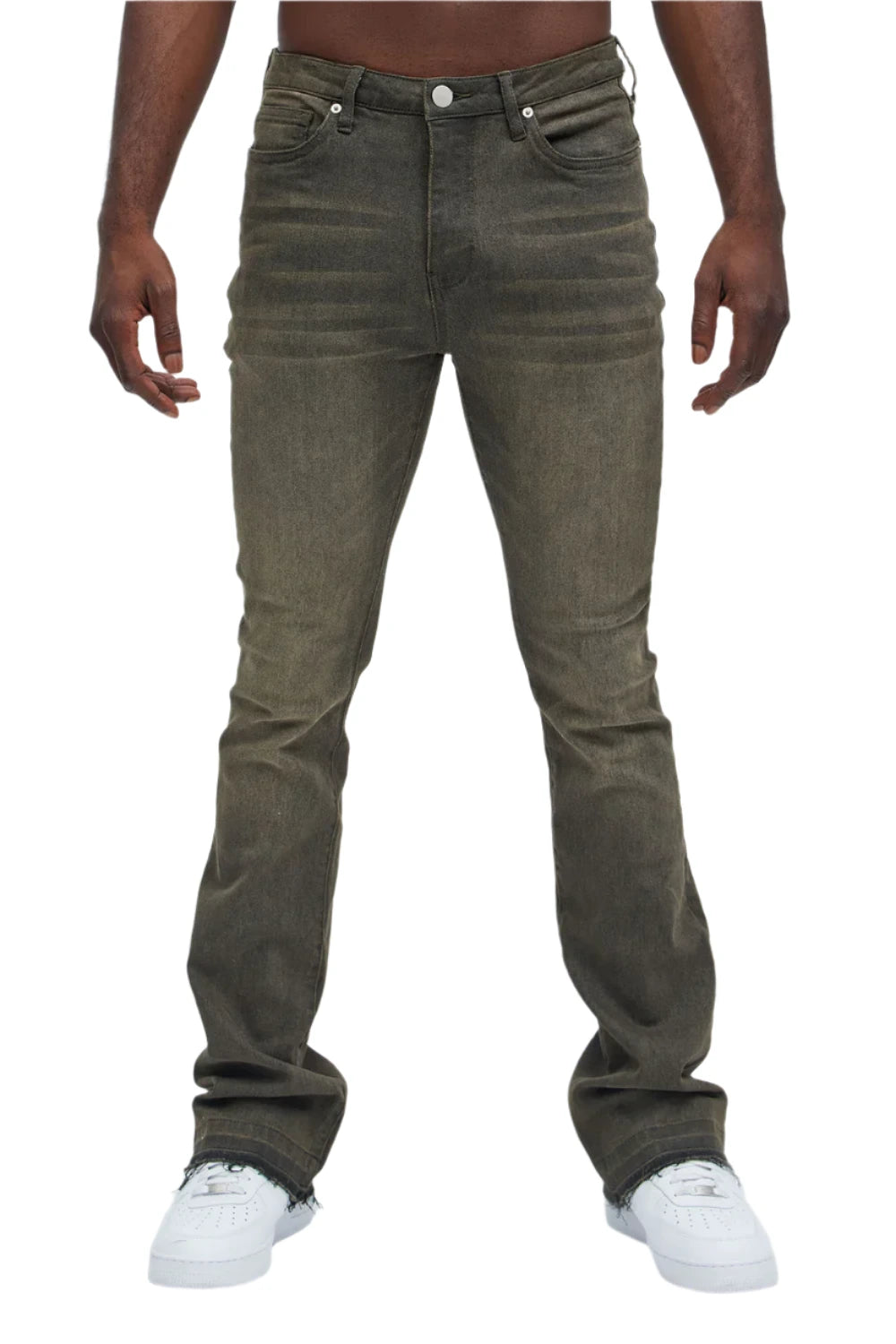 jone(s) Menace Slim Stacked Flare Jeans - Moss
