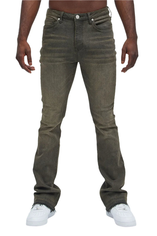 jone(s) Menace Slim Stacked Flare Jeans - Moss