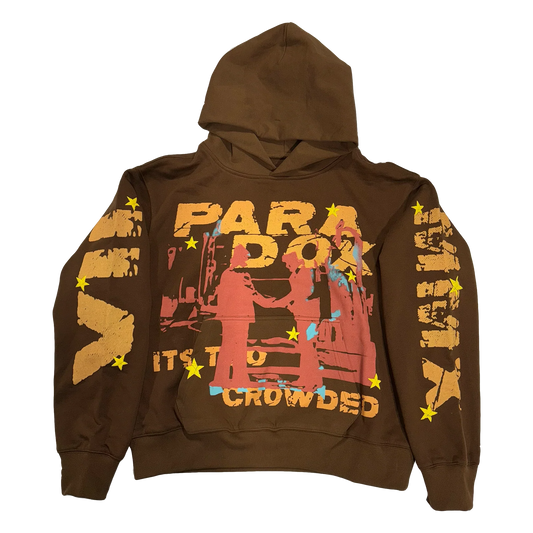 PARADOX IT'S TOO CROWDED ARC LOGO HOODY BROWN