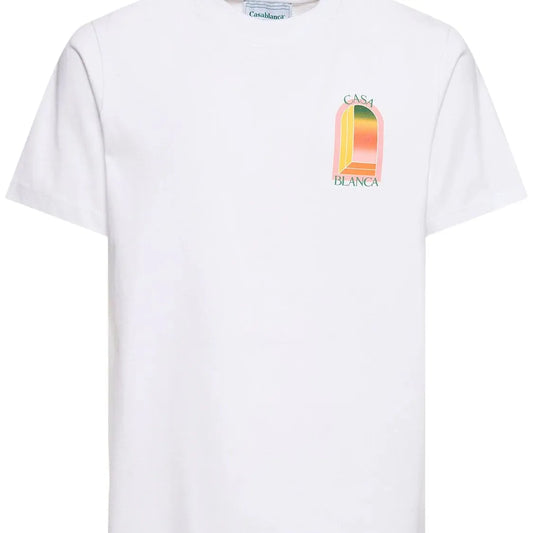 CASABLANCA Gradient L'Arche printed cotton tshirt White