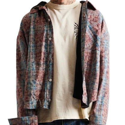 DIET STARTS MONDAY Eagle Hooded Flannel Acid Wash