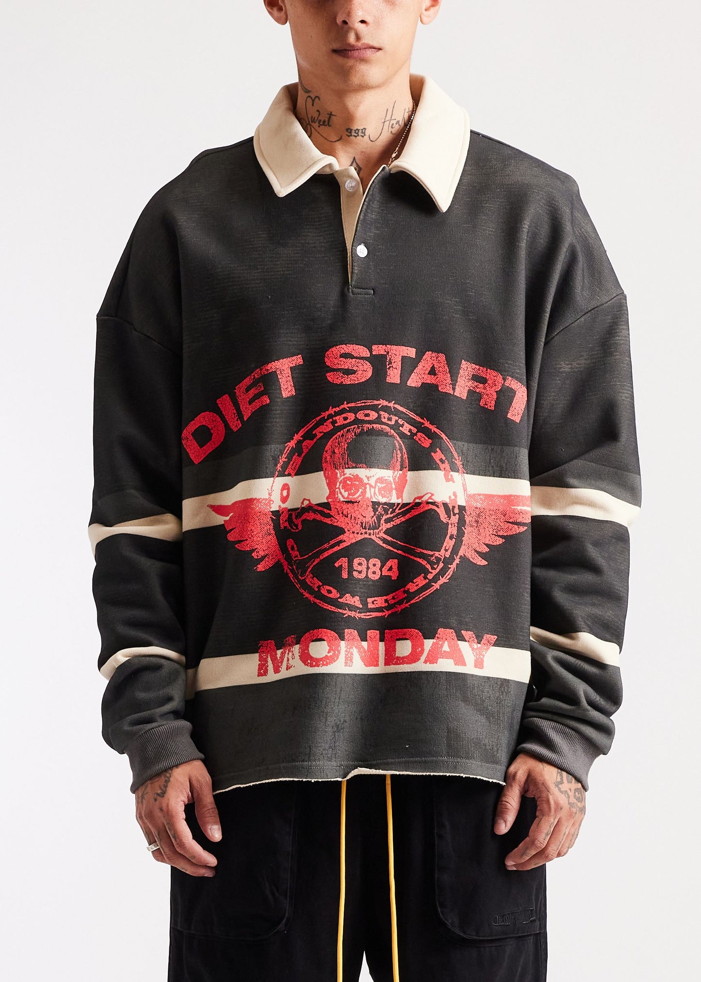 DIET STARTS MONDAY Free World Rugby Vintage Black & Red