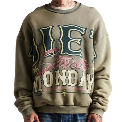 DIET STARTS MONDAY Jumbo Crewneck Sweatshirt Olive
