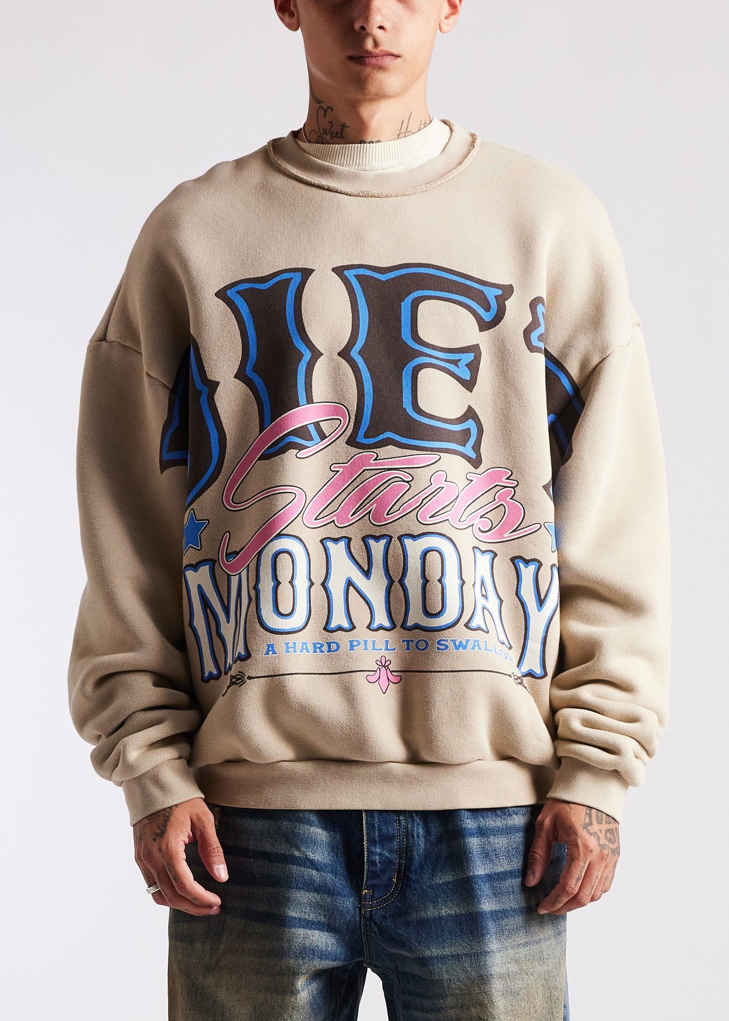 DIET STARTS MONDAY Jumbo Crewneck Sweatshirt