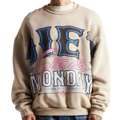 DIET STARTS MONDAY Jumbo Crewneck Sweatshirt Taupe