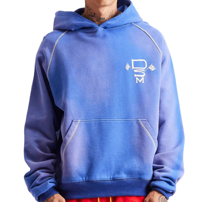 DIET STARTS MONDAY Contrast Stitch Hoodie Washed Blue