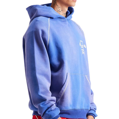 DIET STARTS MONDAY Contrast Stitch Hoodie Washed Blue