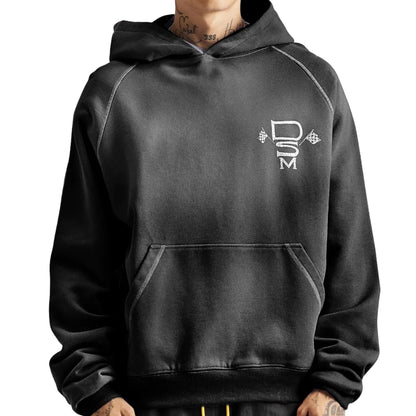 DIET STARTS MONDAY Contrast Stitch Hoodie Vintage Black