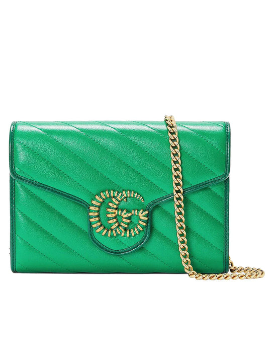 Vintage Gucci GG Marmont Matelasse Mini Bag Green EUC
