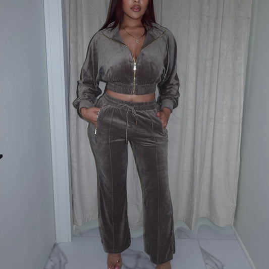 Cataleya Velour Velvet Set Ash Grey