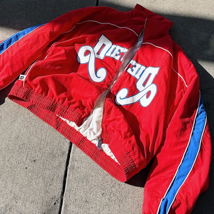 DIET STARTS MONDAY Reverso Zip Nylon Jacket Red