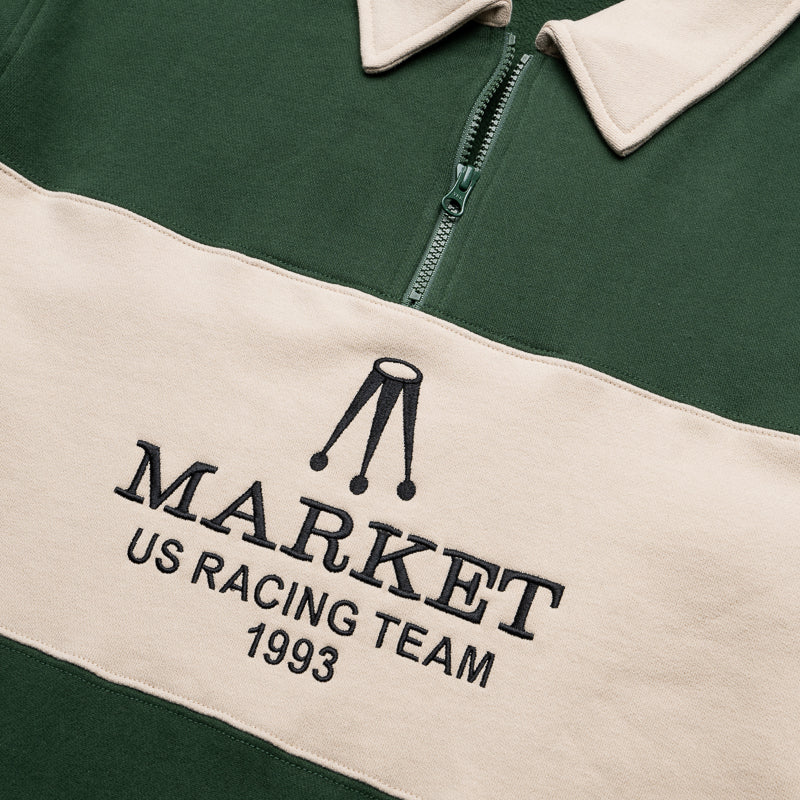 MARKET RELAX TEAM RACING RUGBY QUARTER ZIP RACING GREEN