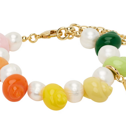 Casablanca Gold & Multicolor Shell & Pearl Bracelet